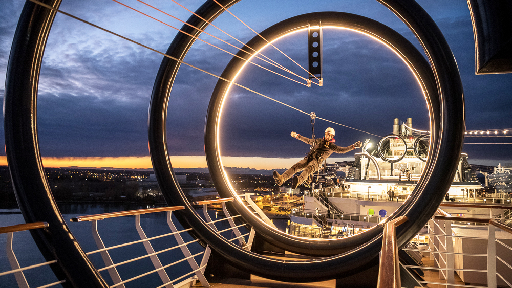 MSC Seaside features the MSC Seaside longest zip line at sea at a