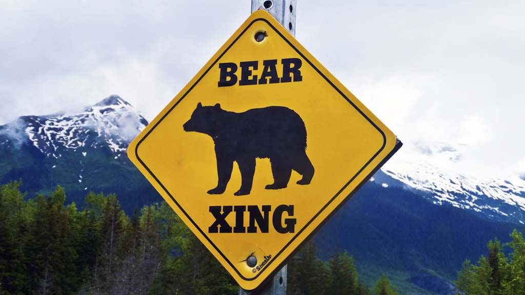 Bear crossing sign in Alaska
