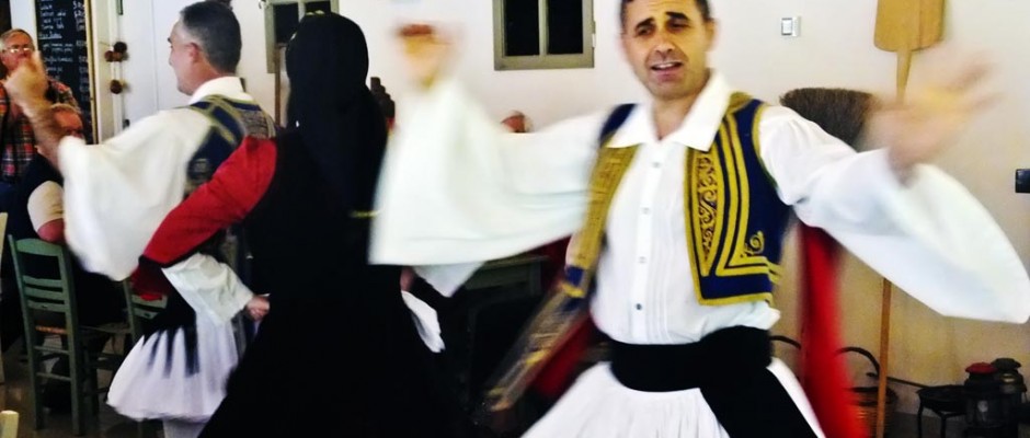 Greek dancer in restaurant